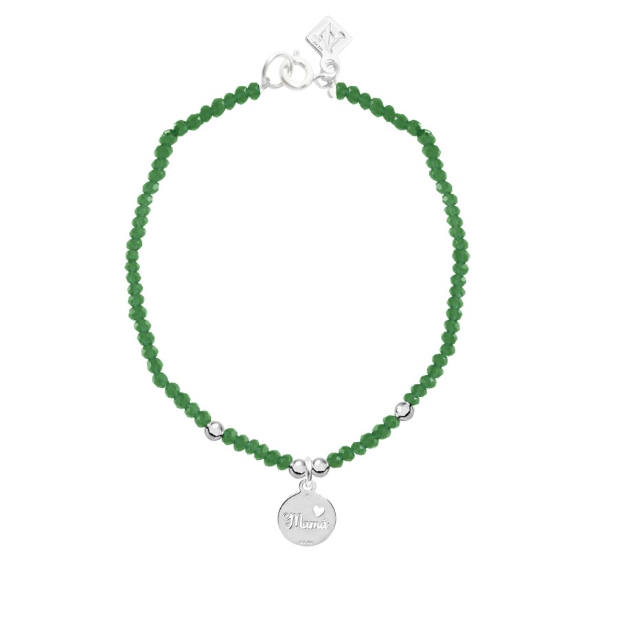 Pulsera | AnanteJoyeria Pulsera Calcedonia Verde Con Charm Mama