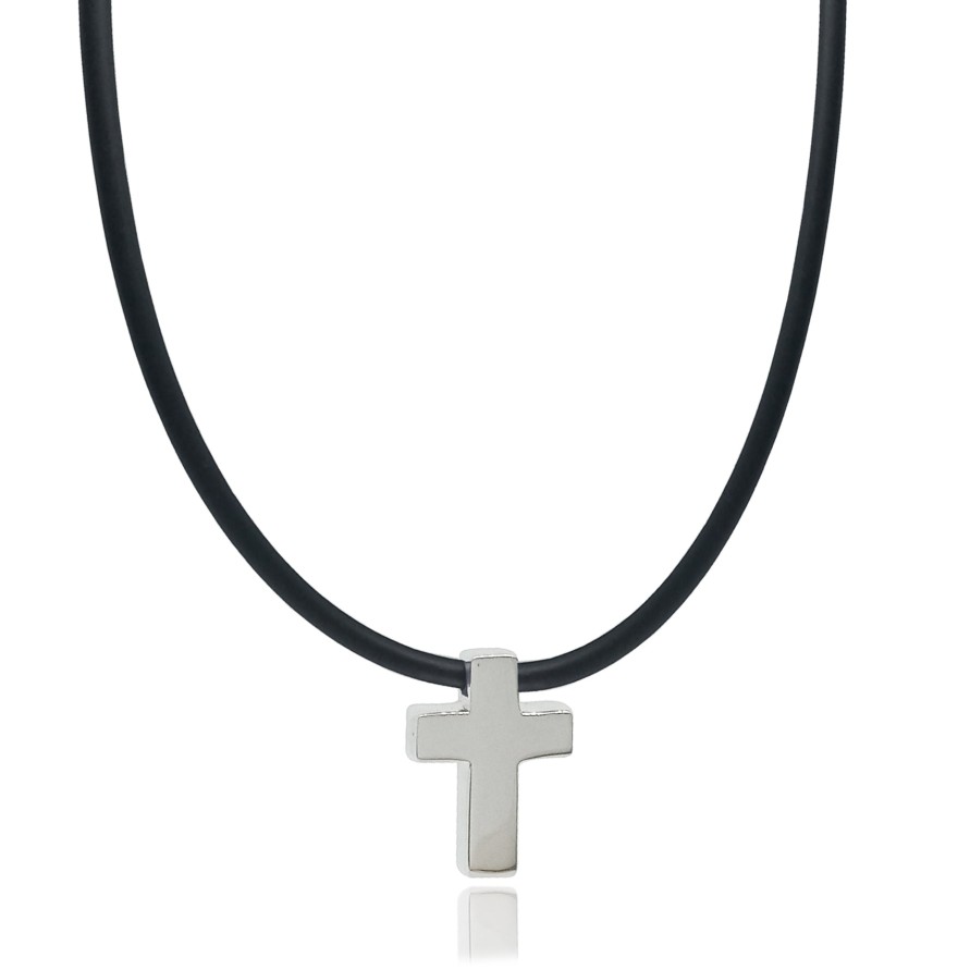 Collar | AnanteJoyeria Collar Nube De Cruz Rectangular Con Caucho 50Cm